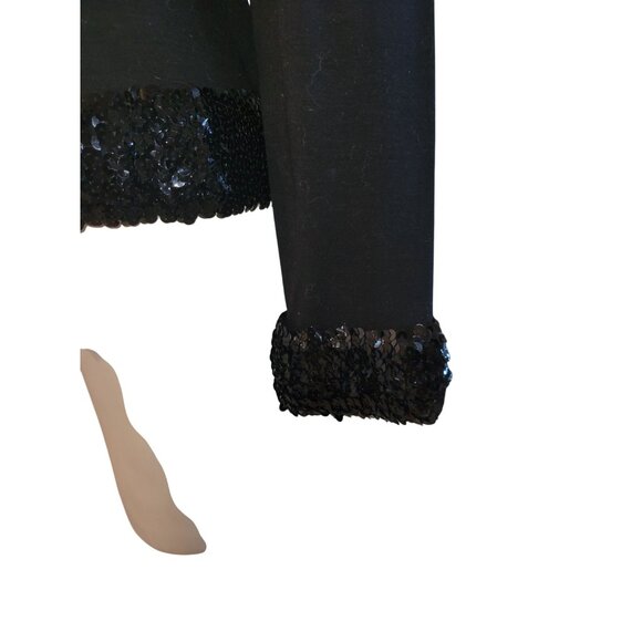 Le Tricot Longhin Black Long Sleeve sweater‎ Sequined Hem Cuffs Size S designer - Picture 3 of 8